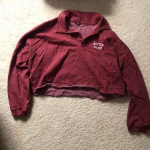John Galt maroon cropped Boston athletics sweater